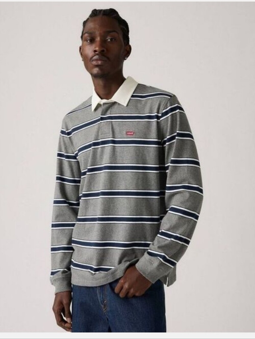 NWT! Levi's, Men's Rugby Long Sleeve Polo Shirt, Gray, Size Small, MSRP $40